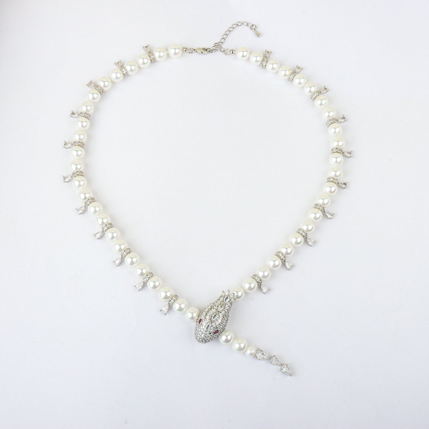 Long pearl chain snake-shaped jewelry set