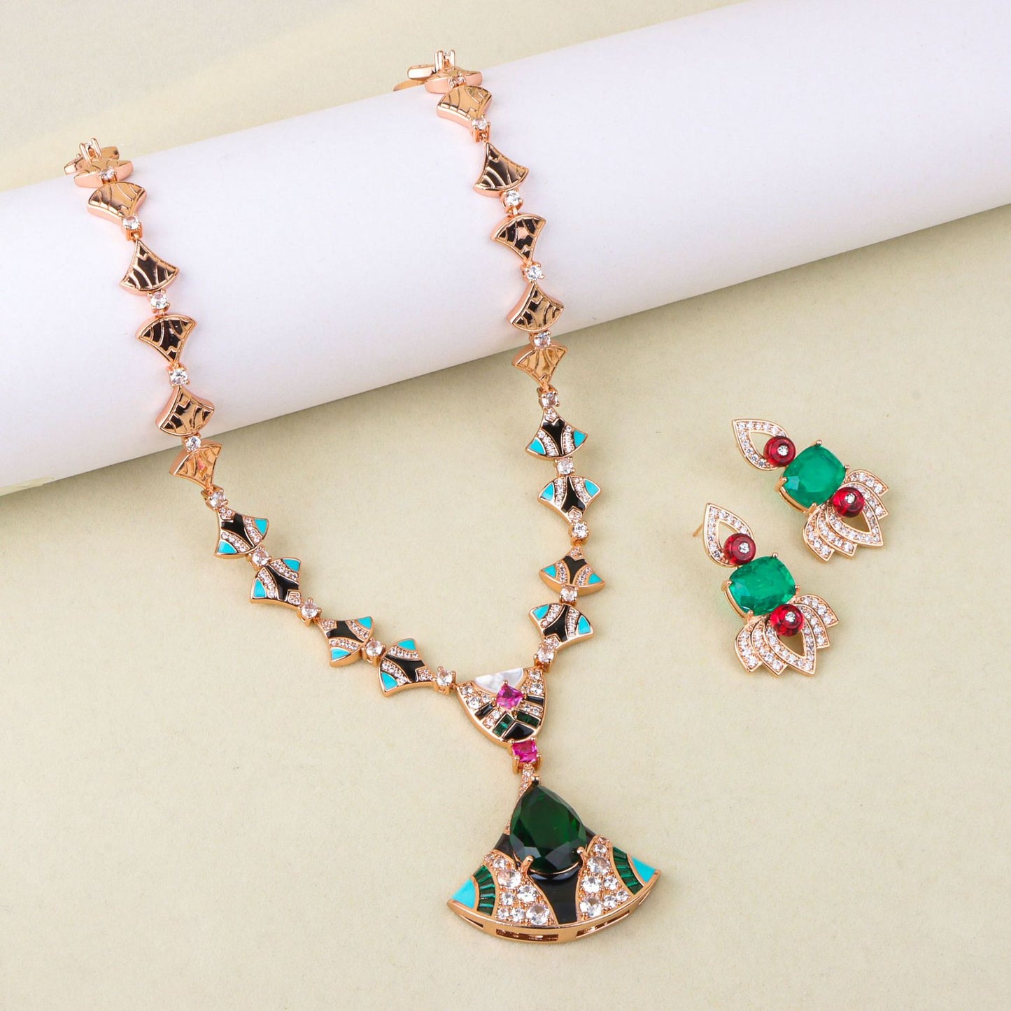 New Color-Bright Fan Jewelry Set