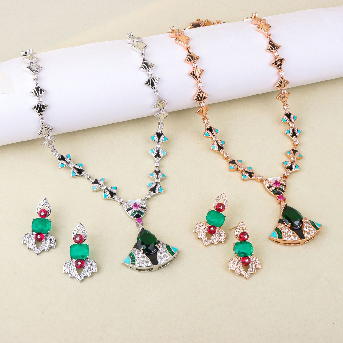 New Color-Bright Fan Jewelry Set