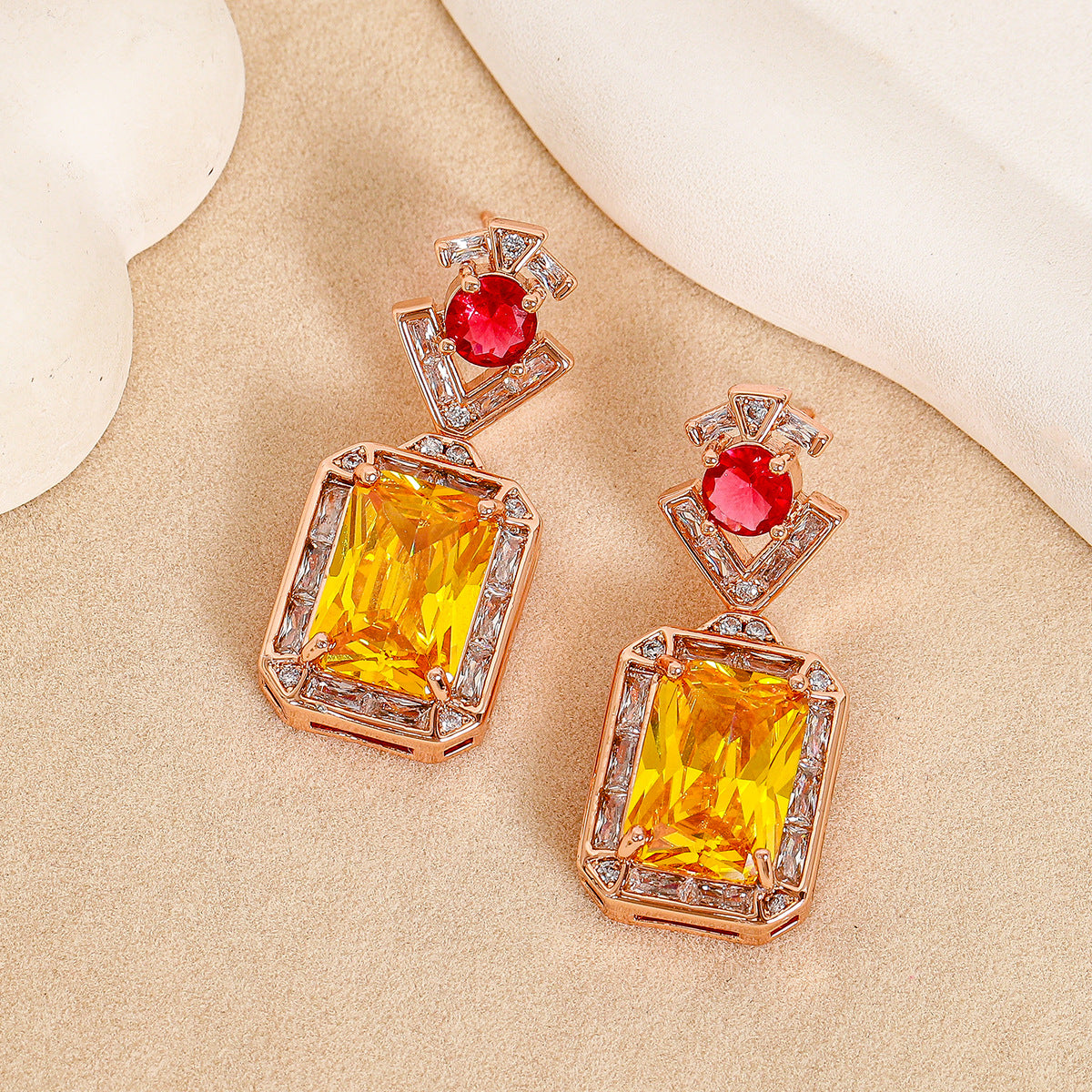 French-style yellow diamond earrings