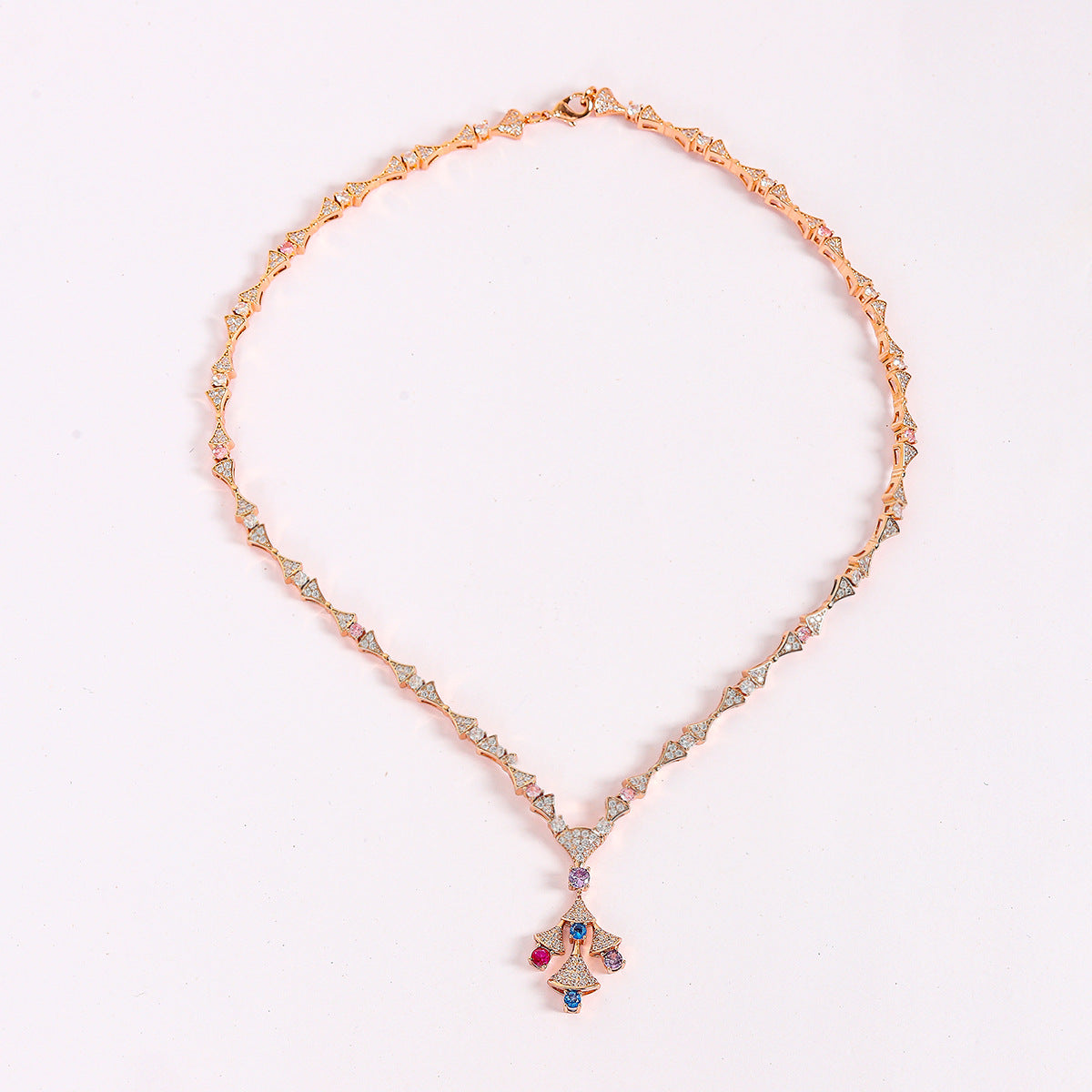 New micro-set zirconia fan-shaped necklace