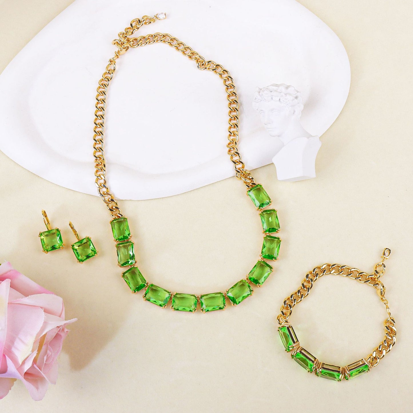 Geometric square jewelry set