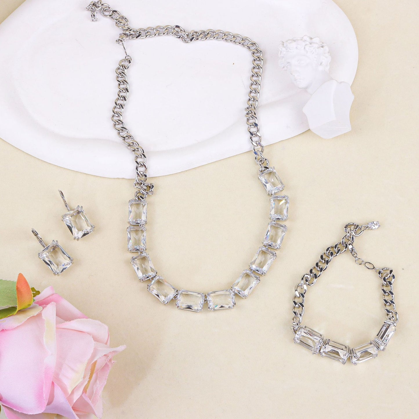 Geometric square jewelry set