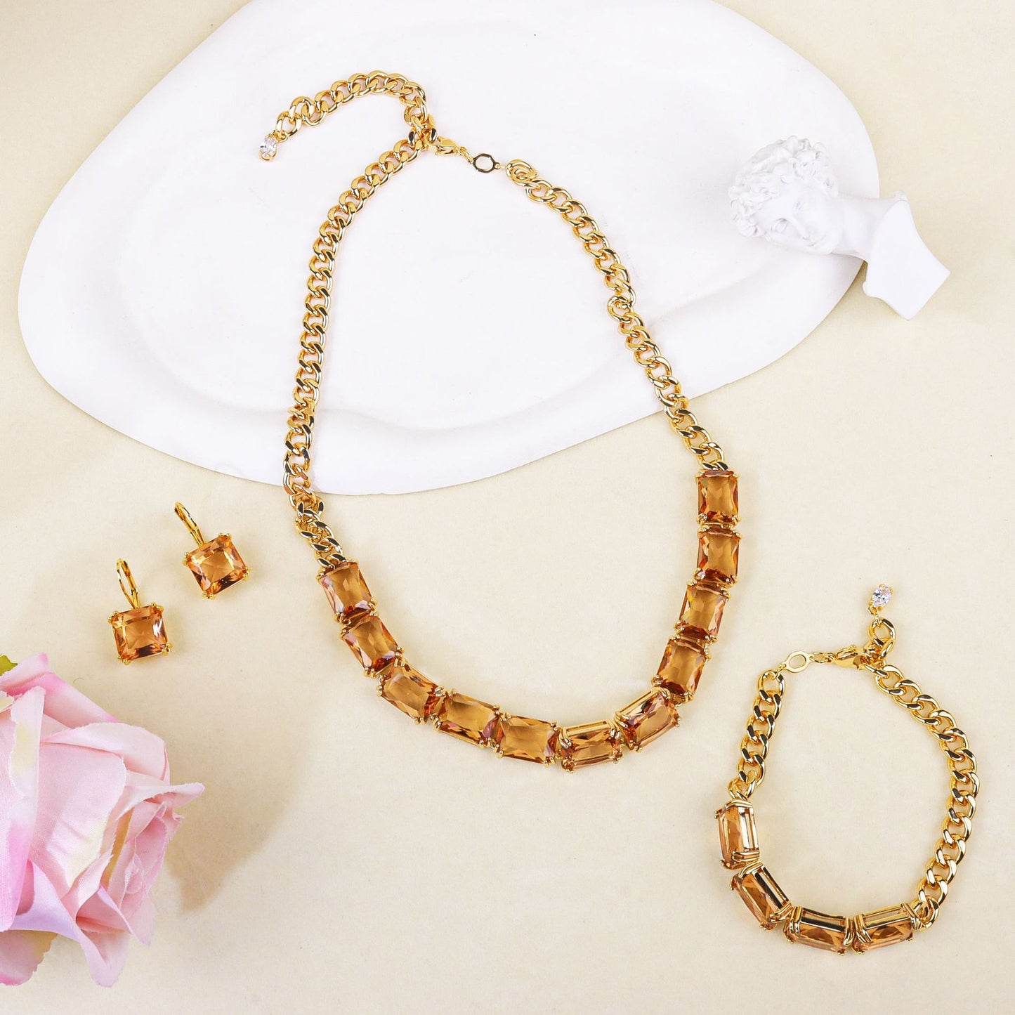 Geometric square jewelry set