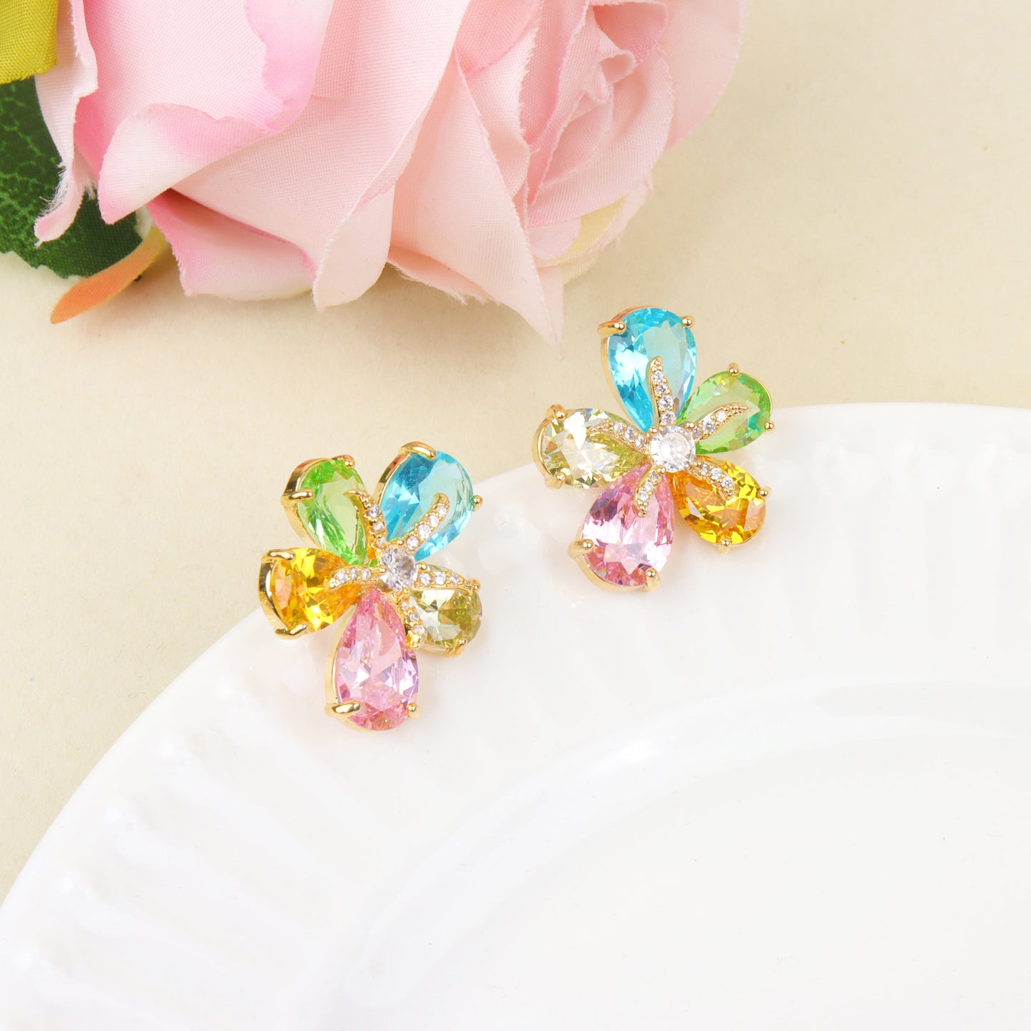 Crystal Flower Jewelry Set
