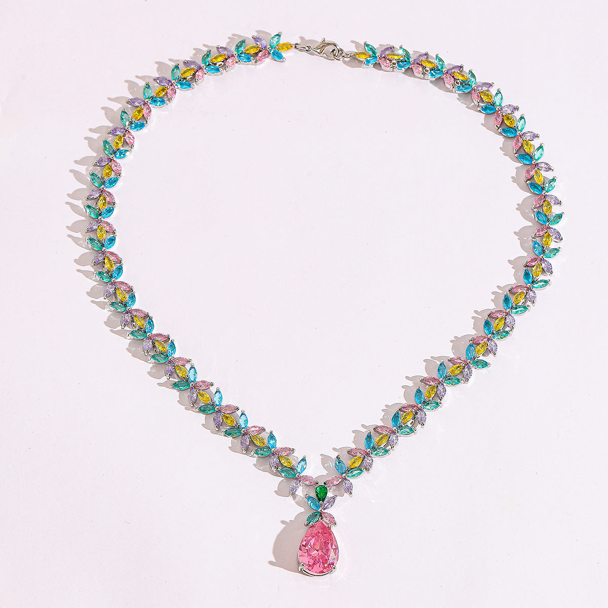 Luxurious colored zircon flower design jewelry set