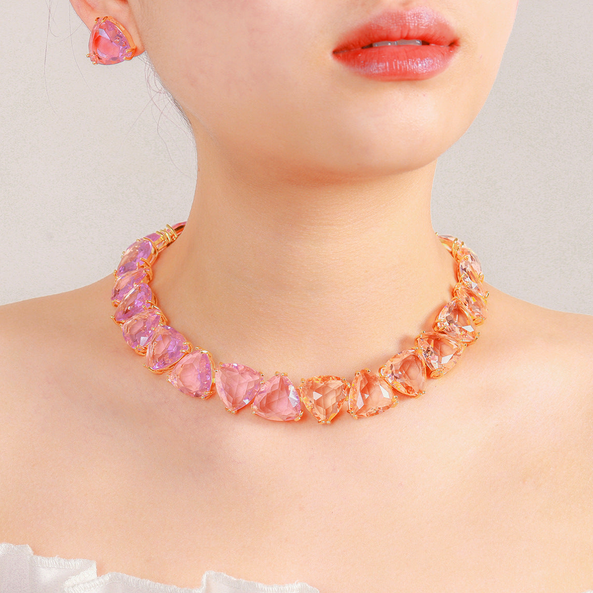 Personalized Pink Heart Jewelry Set