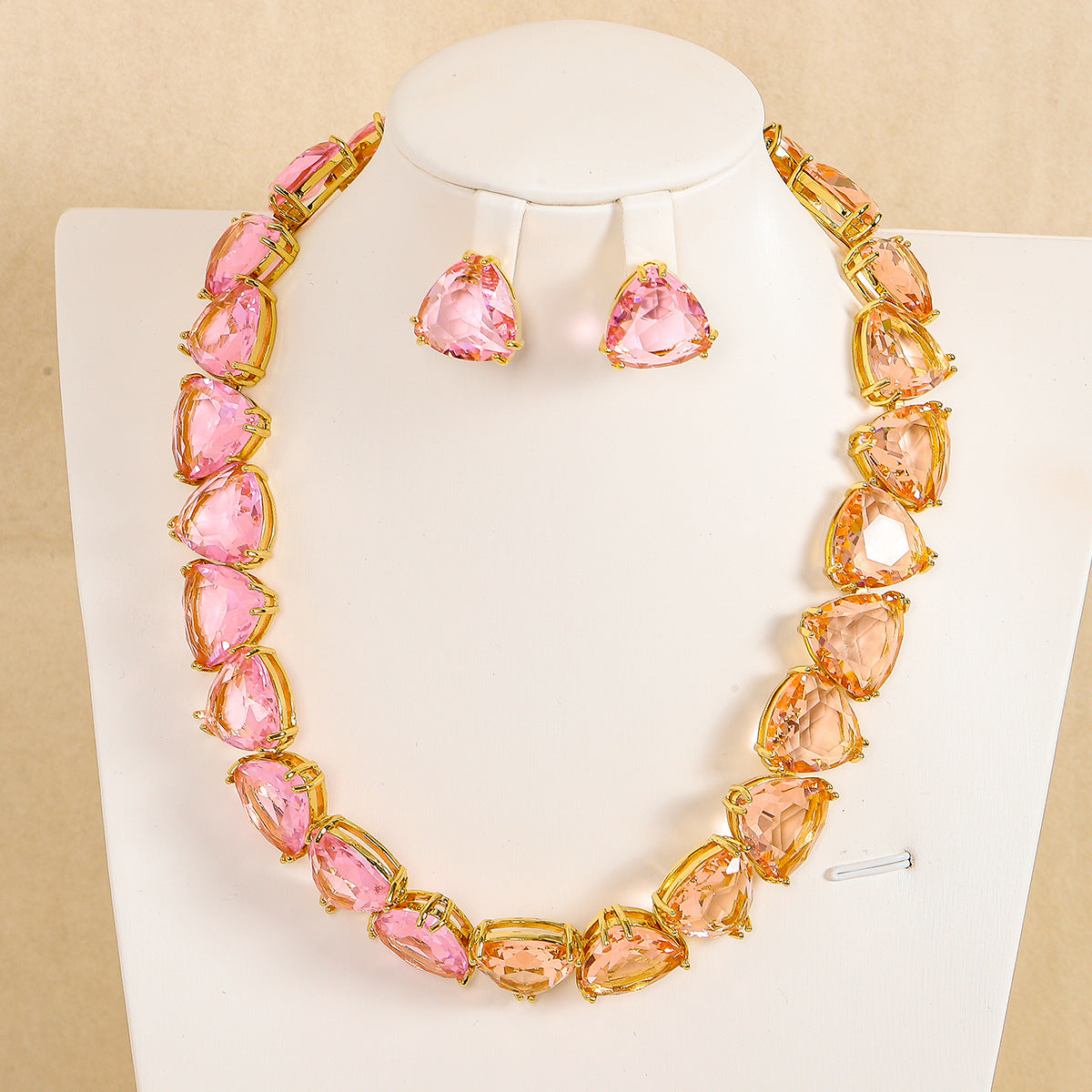 Personalized Pink Heart Jewelry Set