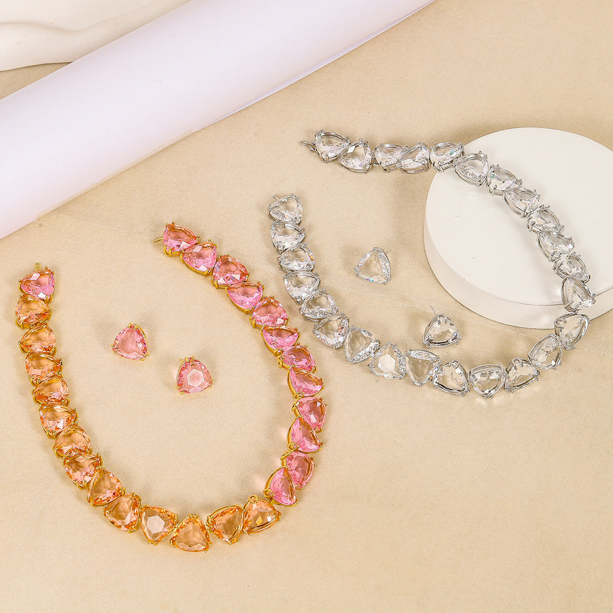 Personalized Pink Heart Jewelry Set