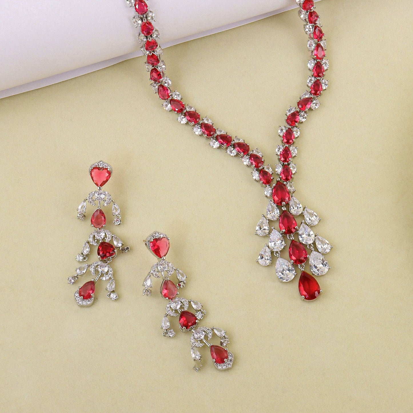 High-end jewelry set featuring zircon gemstones