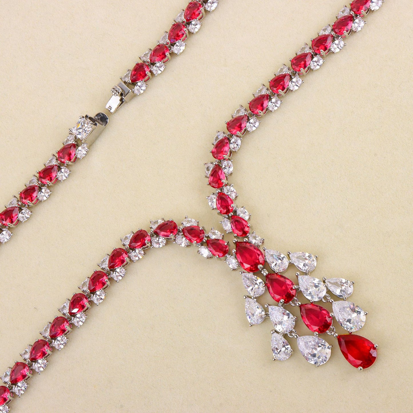 High-end jewelry set featuring zircon gemstones