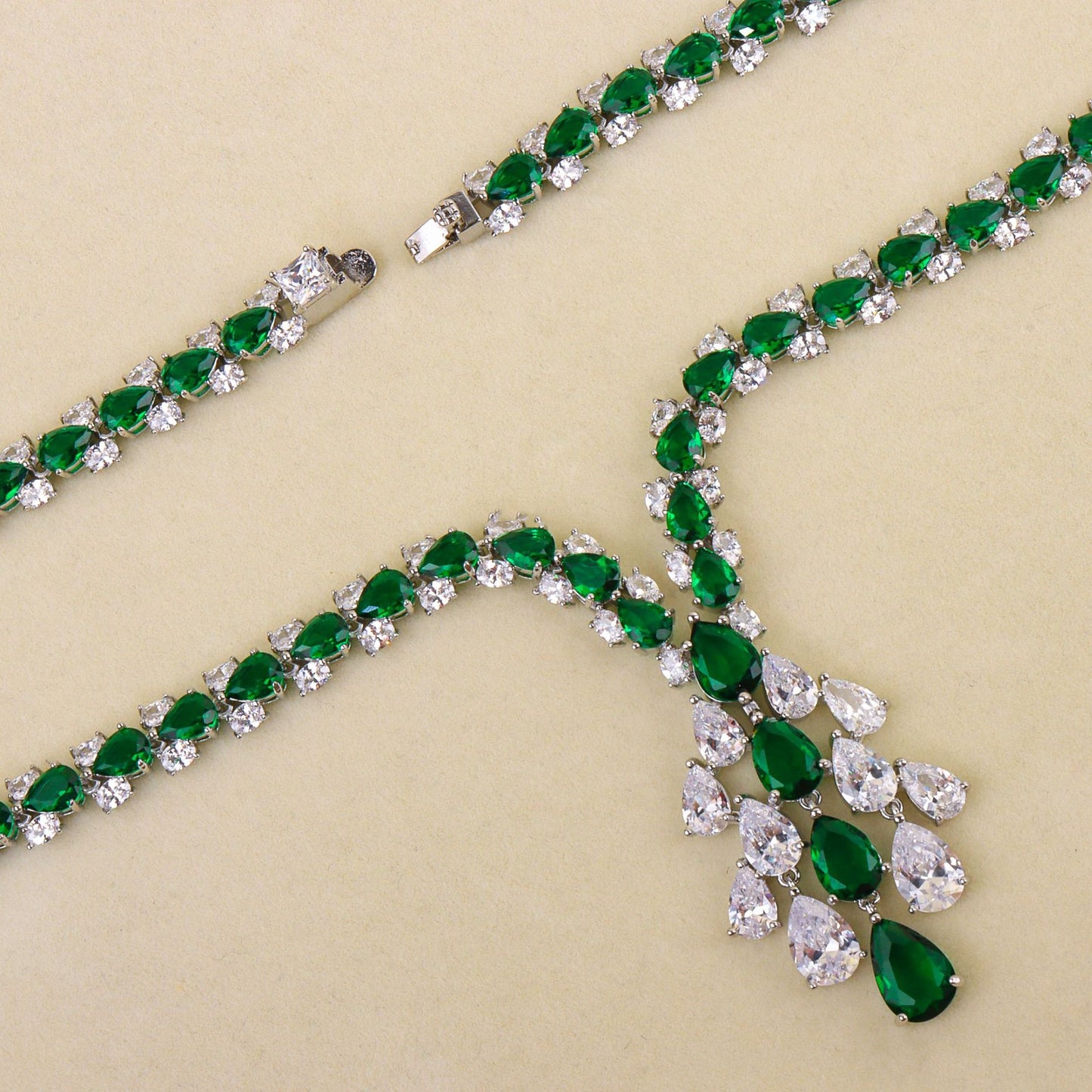 High-end jewelry set featuring zircon gemstones