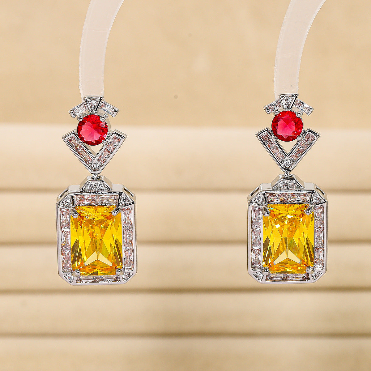 French-style yellow diamond earrings