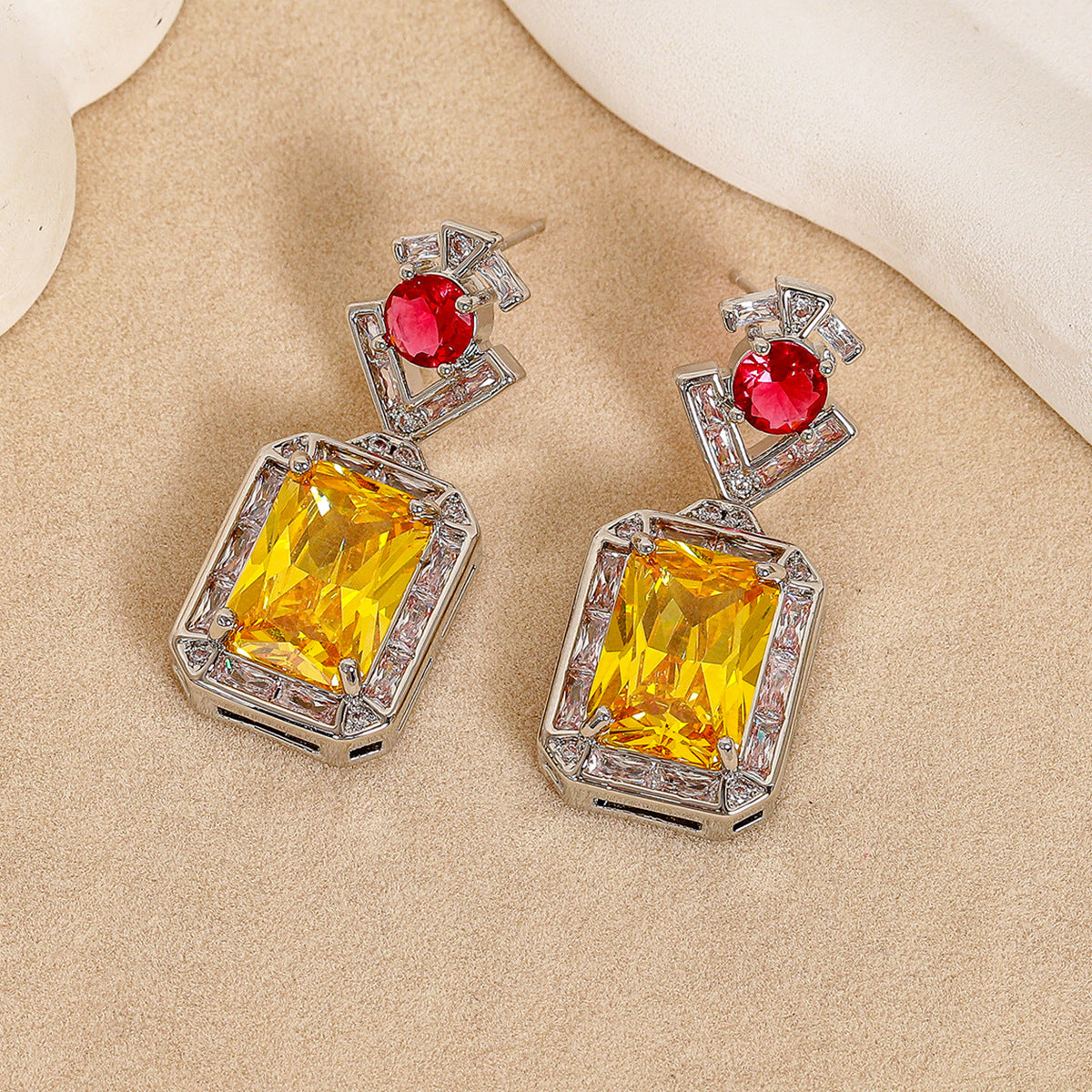 French-style yellow diamond earrings