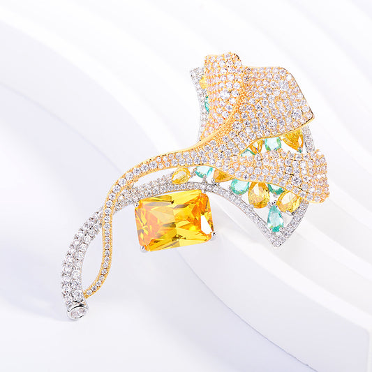 Double-layer Ginkgo Leaf Brooch