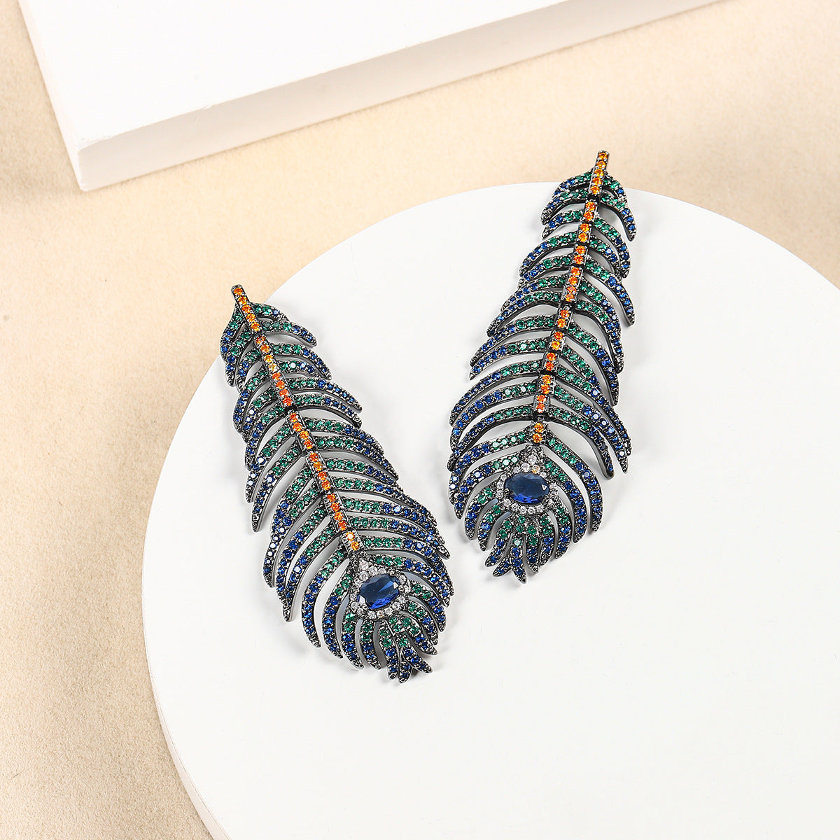 Star-studded version of the peacock feather earrings