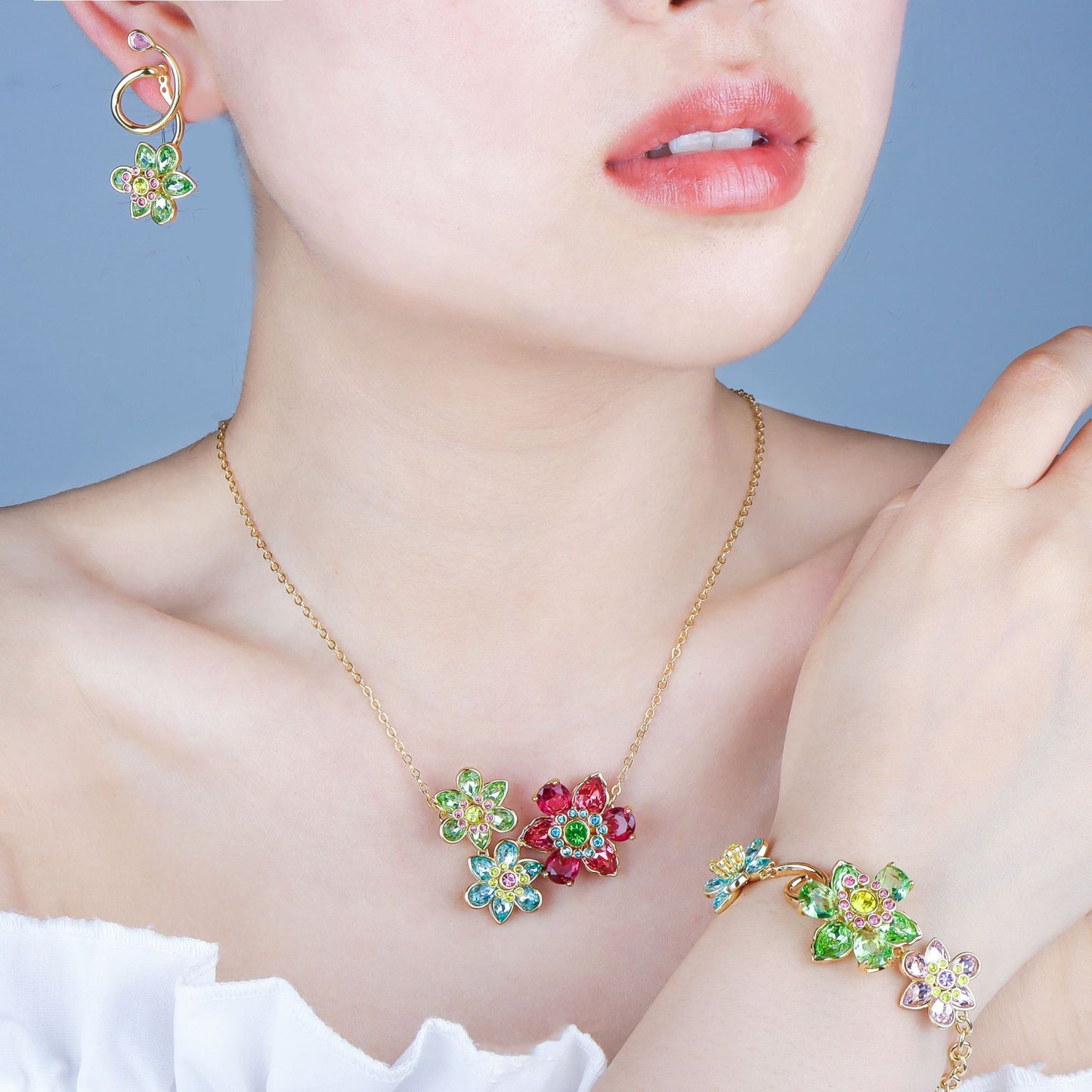 Colored flower jewelry set