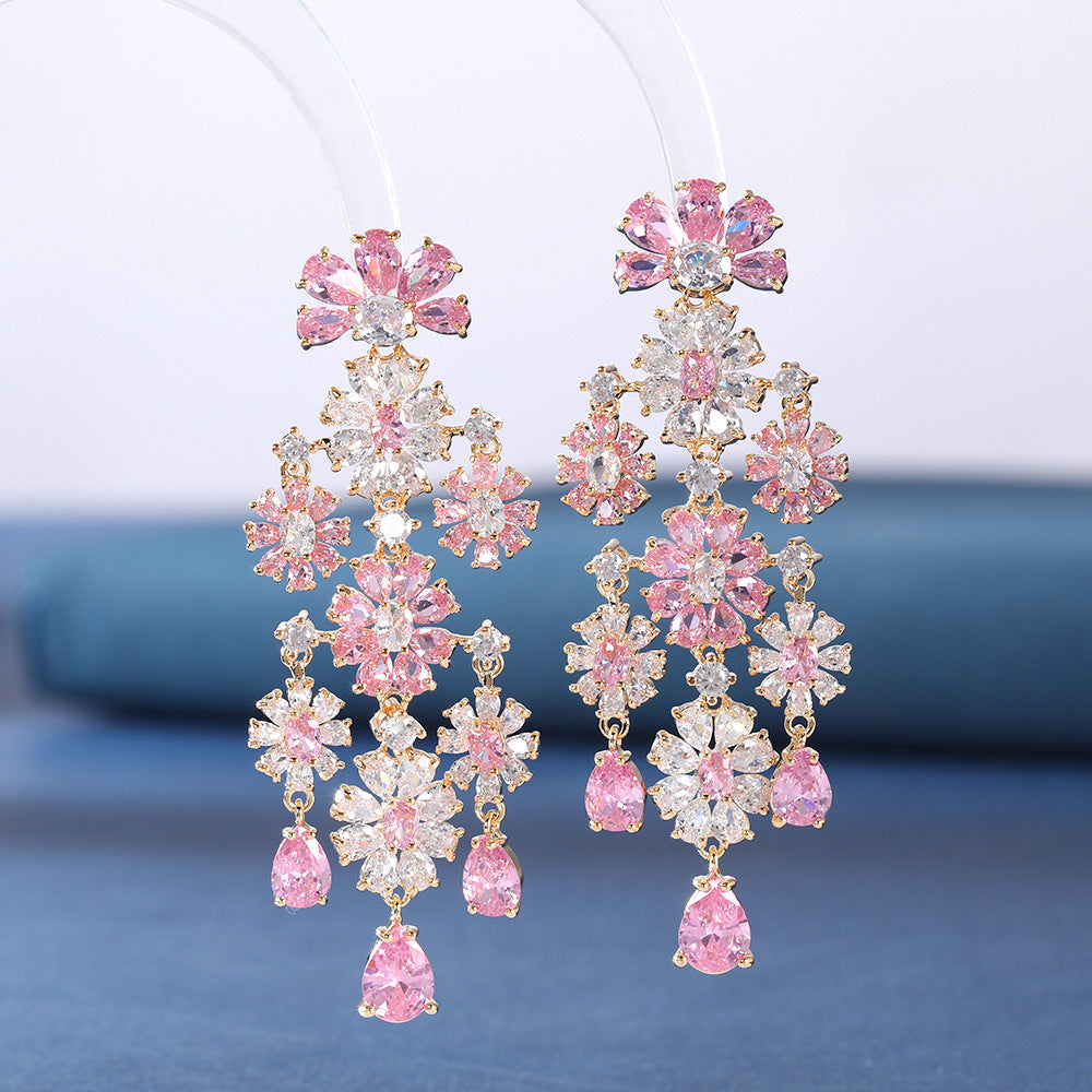 Floral zircon earrings